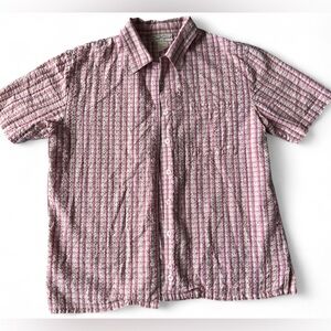 Vintage Carroll Reed Womens Pink White Plaid Button Up Short Sleeve Shirt Medium
